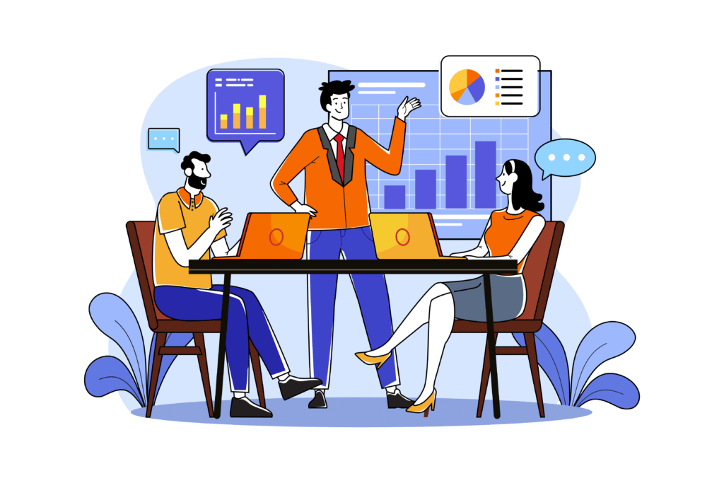 Capturing leads with website concept office workers with website images