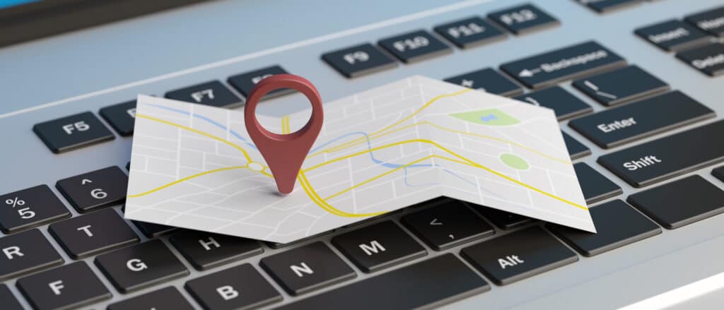 Online maps, gps navigation concept for google my business idea