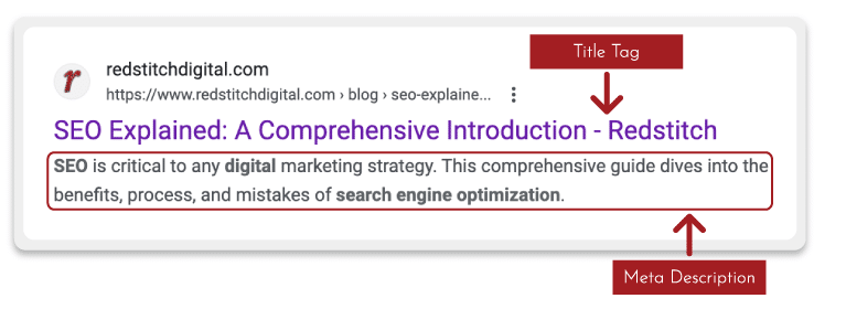 title tag and meta description