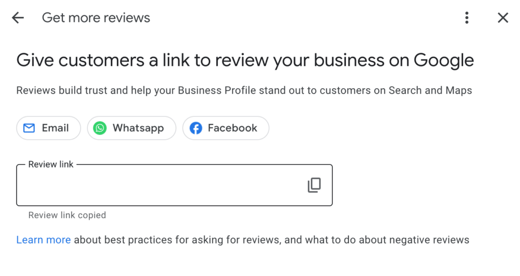 accessing your review link